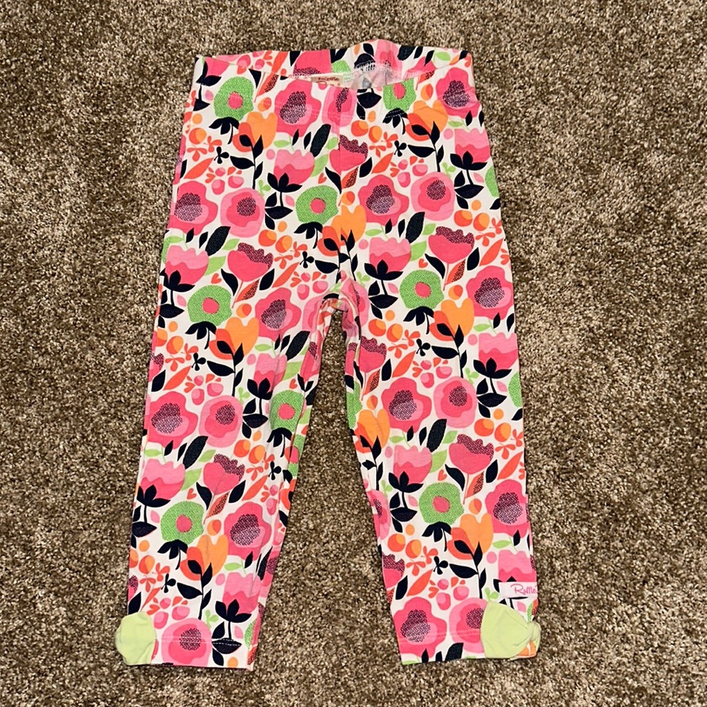 RuffleButts floral girl capri pants, size 4T/5.